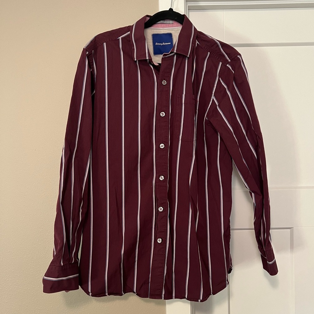 Tommy Bahama Red and White Striped Casual Shirt